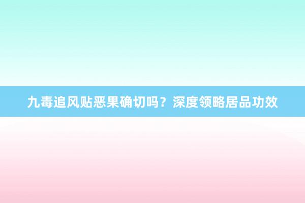 九毒追风贴恶果确切吗？深度领略居品功效