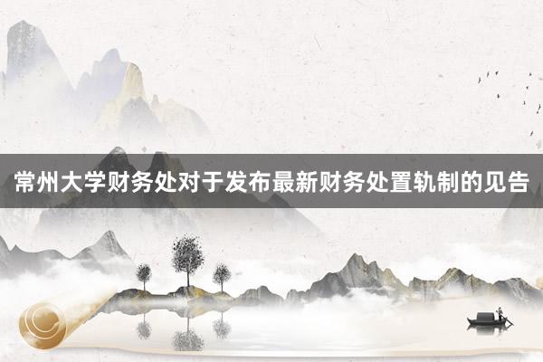常州大学财务处对于发布最新财务处置轨制的见告